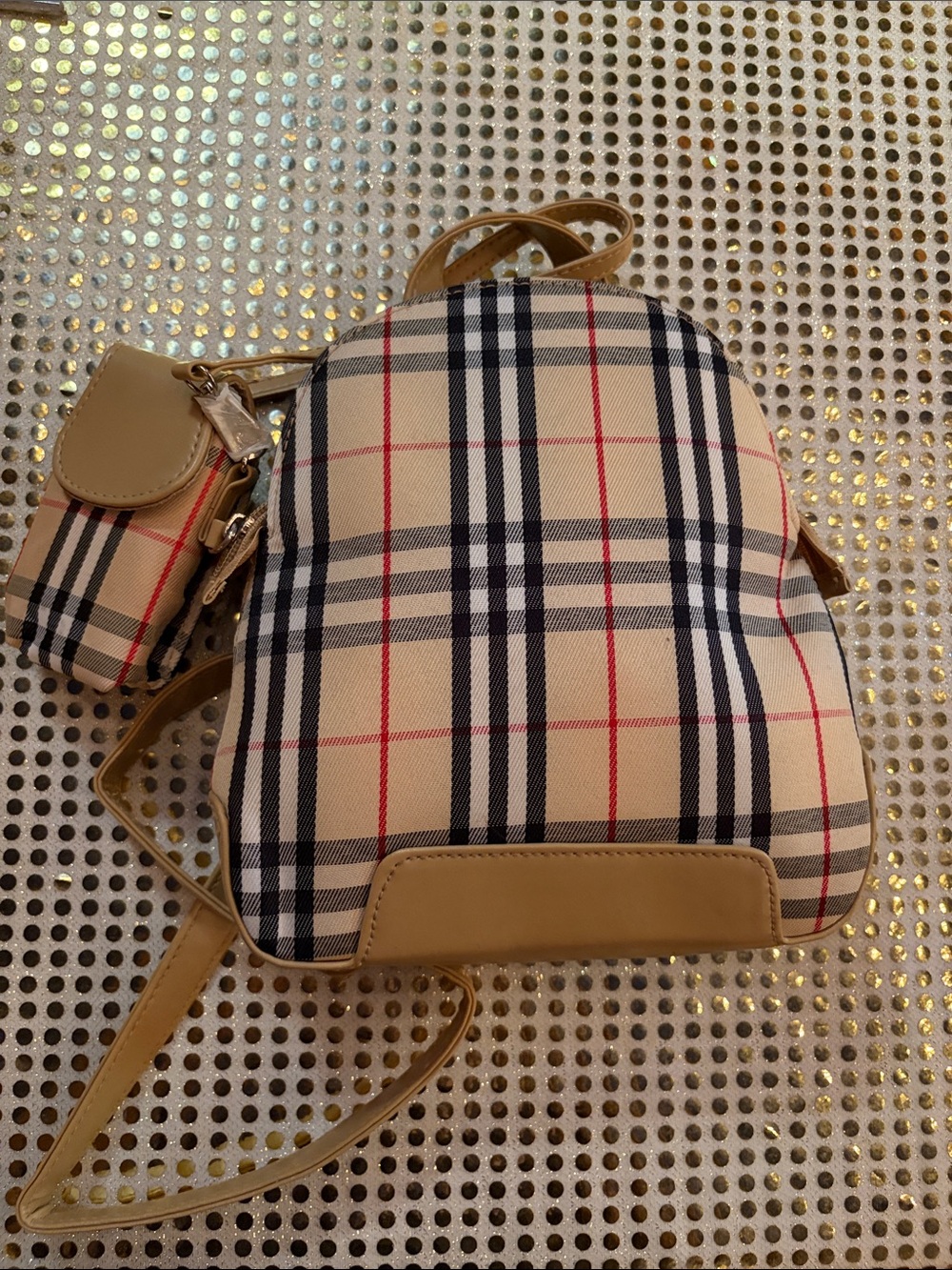 Classic Plaid Mini Backpack - Beige